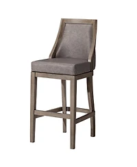 Maven Lane Vienna Bar Stool in Reclaimed Oak Finish w/ Ronan Stone Leather