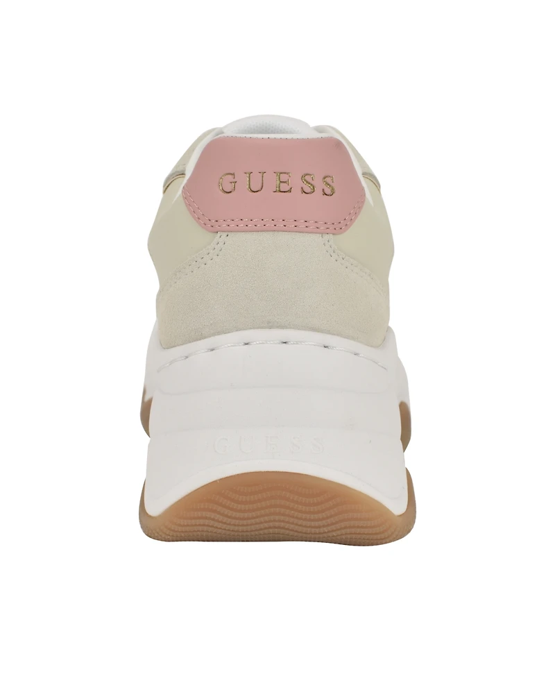 Guess Women's Happy Lace Up Chunky Outsole Retro Jogger Sneakers
