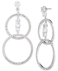 Emily in Paris Silver-plated Pave & Crystal Open Circle Double Drop Earrings