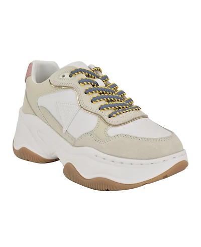 Guess Women's Happy Lace Up Chunky Outsole Retro Jogger Sneakers