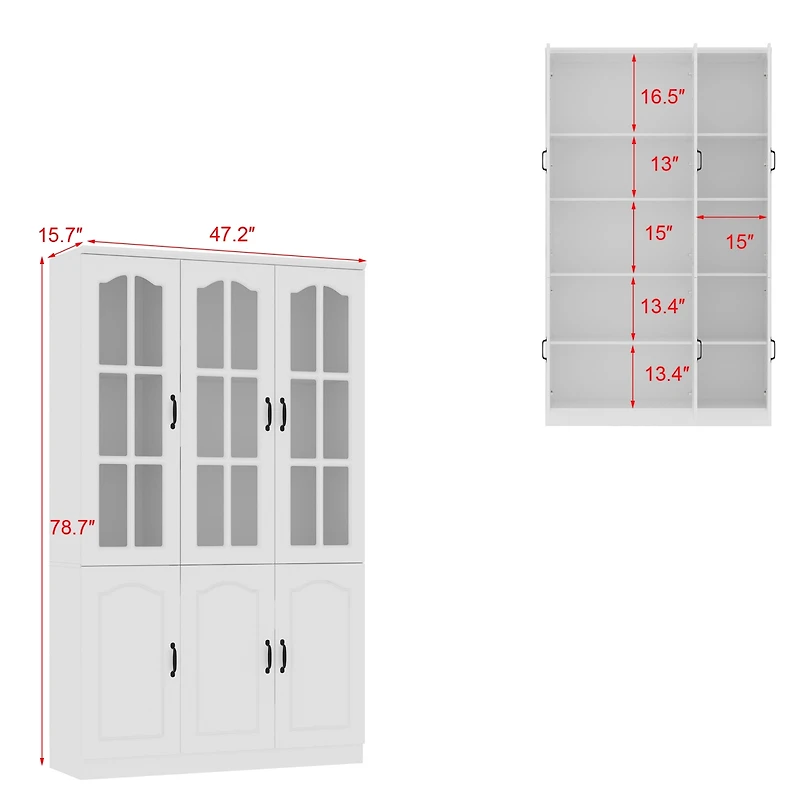 Famapy -Shelf Bookshelf Bookcase with Glass Doors