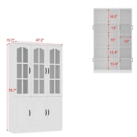 Famapy -Shelf Bookshelf Bookcase with Glass Doors