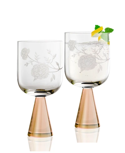Qualia Glass Peony Goblets, Set of 2