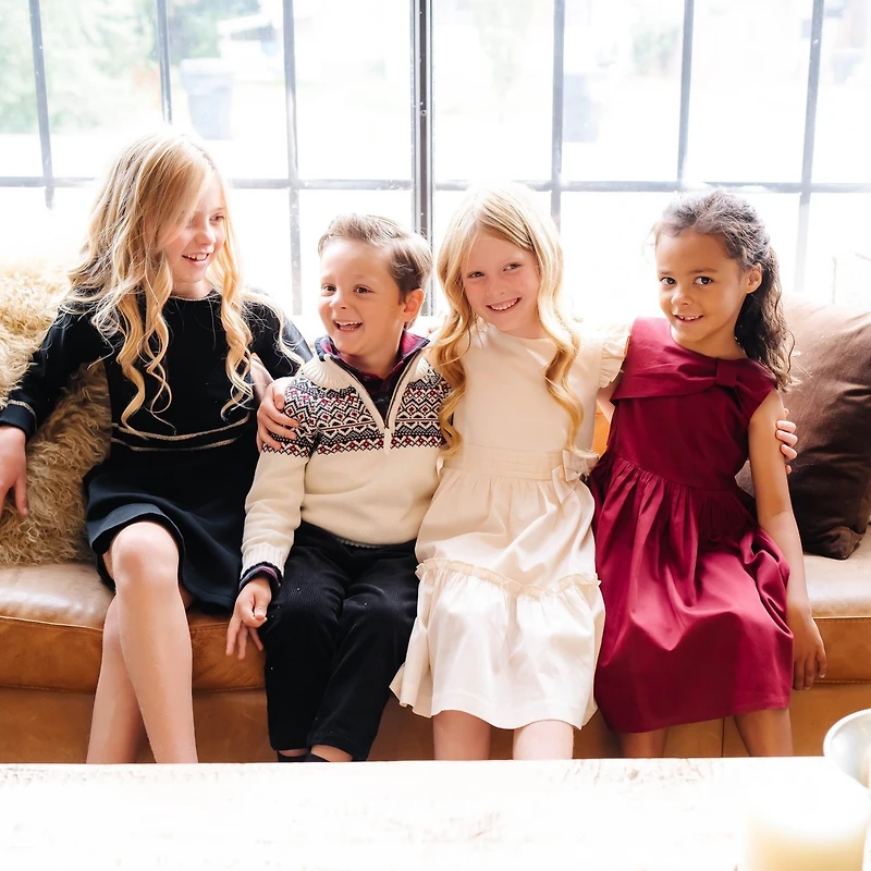 Hope & Henry Toddler Girls Long Sleeve Ruffle Collar Sweater Dress