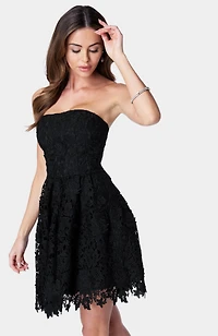 Bebe Women's Straples Lace Cupcake Dress