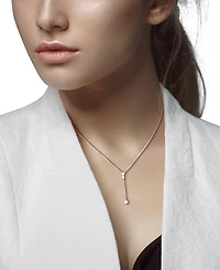 Moissanite Bezel 17" Lariat Necklace (1/3 ct. t.w.) in Sterling Silver