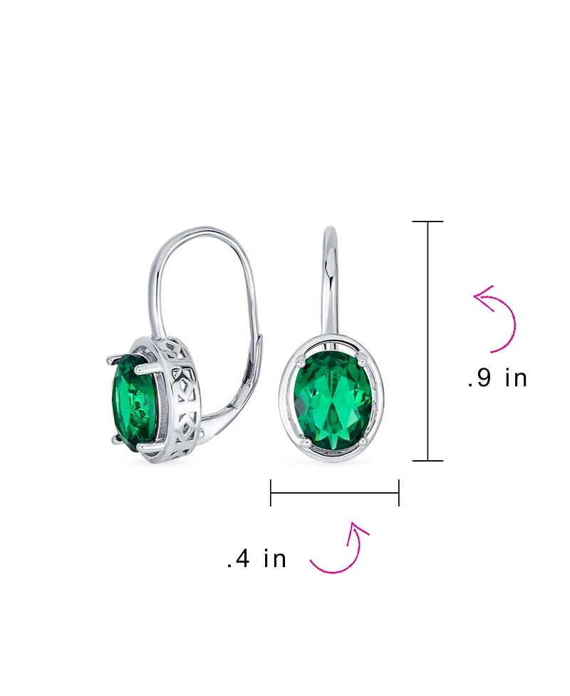 Bling Jewelry Oval Cz Drop Earrings Lever Back Sterling Silver