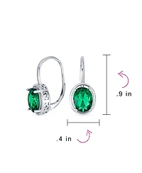 Bling Jewelry Oval Cz Drop Earrings Lever Back Sterling Silver