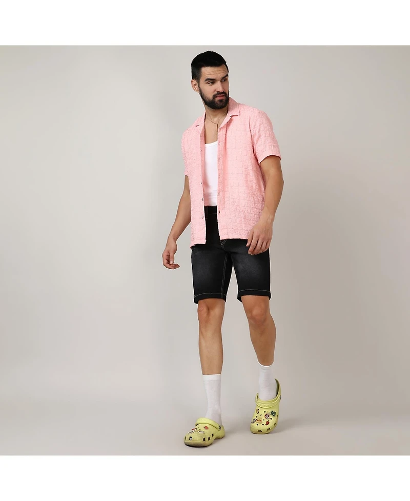 Men's Baby Pink Box-Creased Shirt