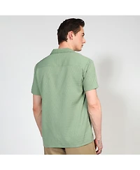 Men's Pistachio Green Embroidered Creased Shirt
