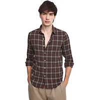 Men's Chocolate Brown Tartan Plaid Shirt