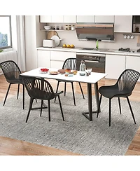 Gymax Plastic Dining Chair Set of 4 w/ Metal Legs Cutout Backrest Curved Seat