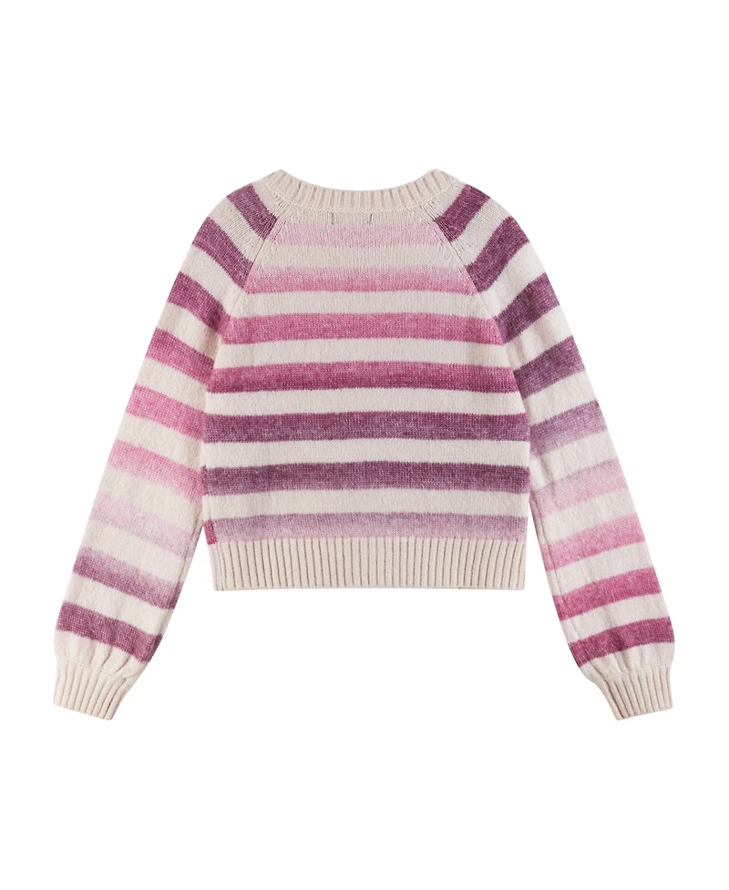 Andy & Evan Big Girls Pink Ombre Striped Cardigan Sweater