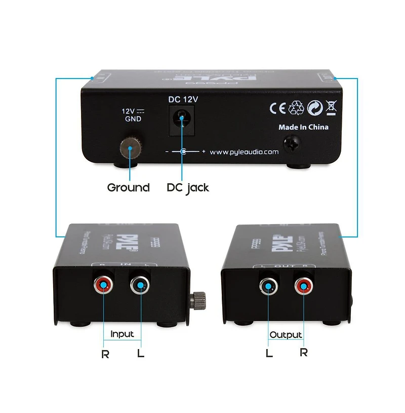 Pyle Pro Audio Phono Turntable Preamp with Ultra-Low Noise and 12-Volt Power Adapter