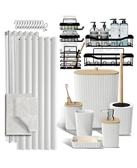 Clara Clark 27 Piece Complete Bathroom, Vanity & Shower Accessories Set - Grey