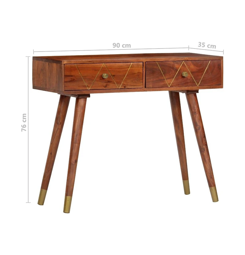 vidaXL Console Table 35.4"x13.8"x29.9" Solid Acacia Wood