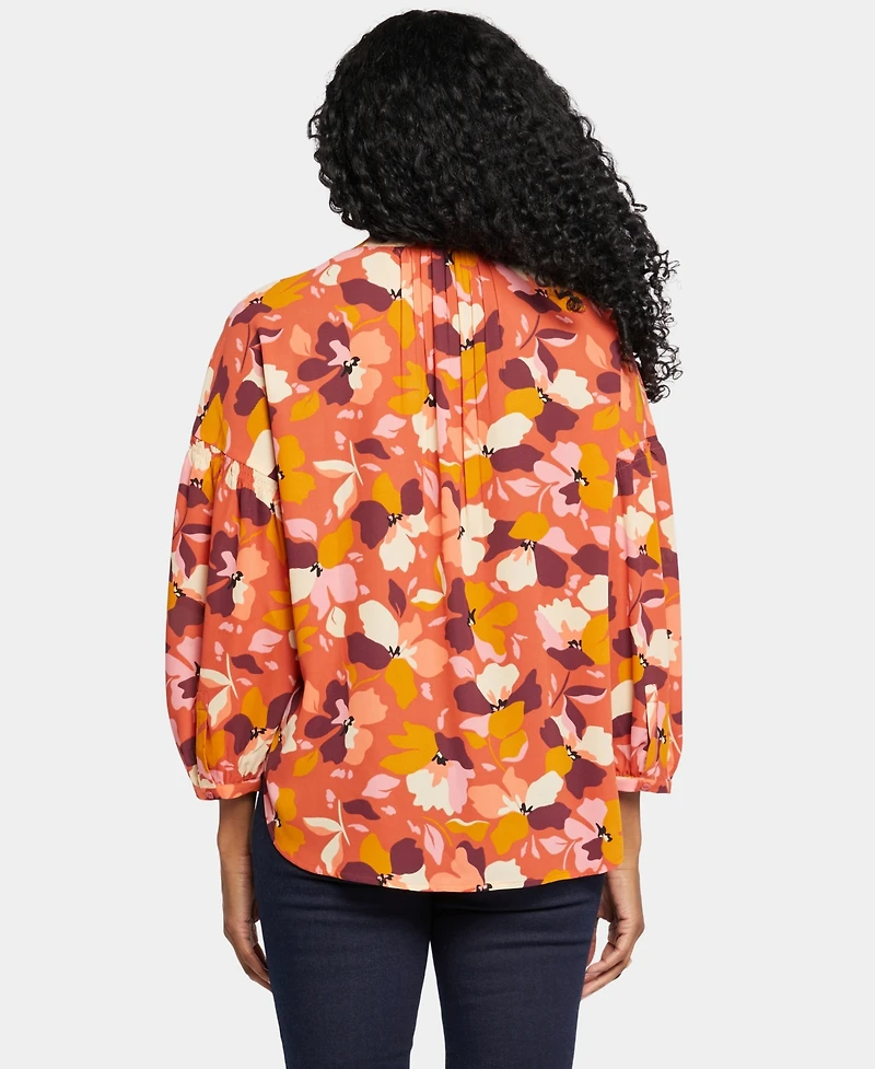 Nydj Women's Paulina Peasant Split Neck Top