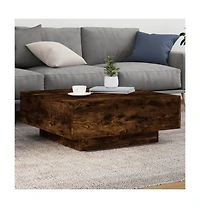vidaXL Coffee Table with Led Lights Smoked Oak 31.5"x31.5"x12.2"