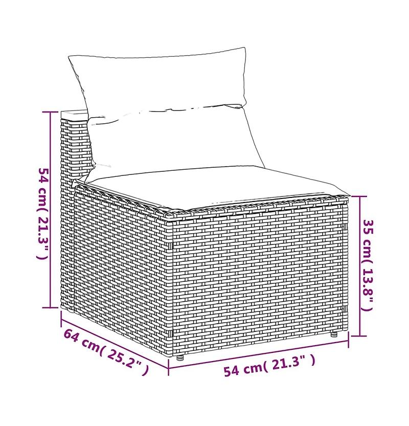 vidaXL Patio Sofas Armless with Cushions 2 pcs Black Poly Rattan