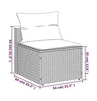 vidaXL Patio Sofas Armless with Cushions 2 pcs Black Poly Rattan