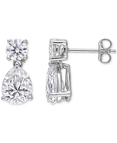 Moissanite Pear & Round Drop Earrings (5 ct. t.w.) in Sterling Silver
