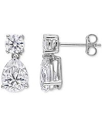 Moissanite Pear & Round Drop Earrings (5 ct. t.w.) in Sterling Silver