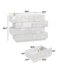 Homsee High Gloss White Wood 8-Drawer Double Dresser Modern Style