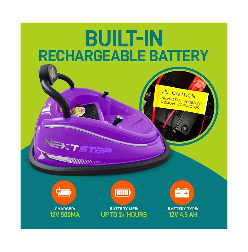 SereneLife 360° Spinning Kids Bumper Car with Remote Control, Led Lights, and 2 Driving Modes (Pink)