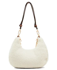Anne Klein Small All Over Sherpa Crescent Shoulder Bag