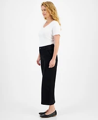 Style & Co Petite High-Rise Wide-Leg Cropped Jeans, Exclusively at Macy's