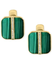Effy Men's Malachite & Diamond (1/6 ct. t.w.) Cufflinks in Gold-Plated Sterling Silver
