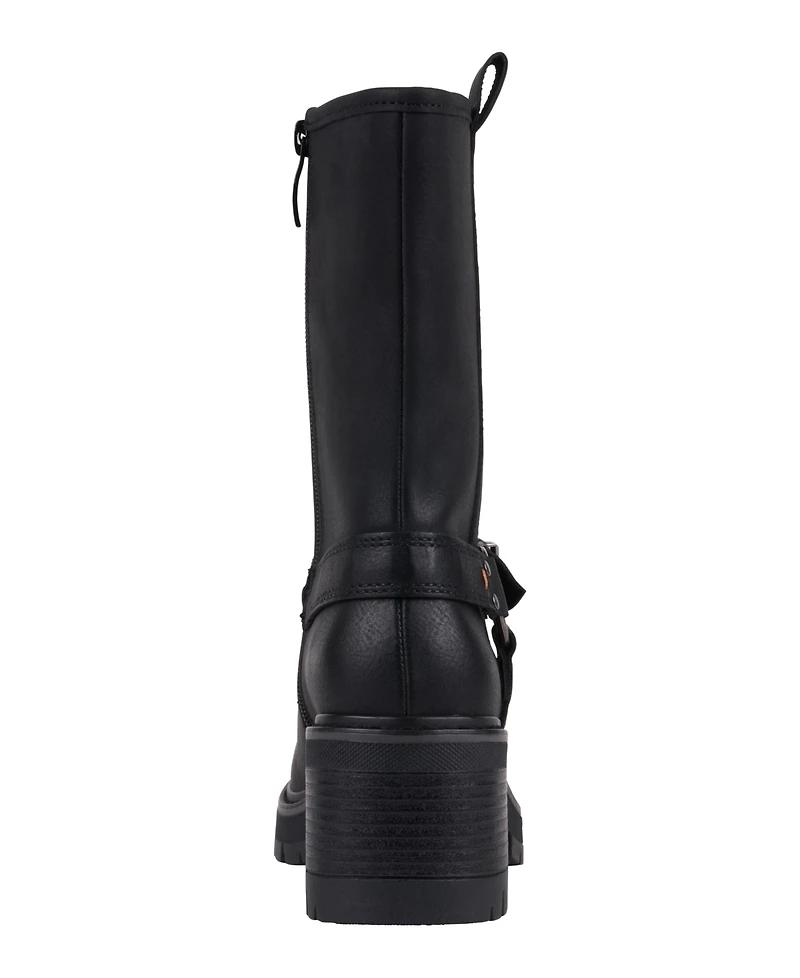 Gc Shoes Women's Knox Buckle Lug Sole Block Heel Mid Calf Boots