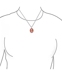 Bling Jewelry Classic Antique Style Red Blue Black White Carved Oval Framed Victorian Lady Portrait Cameo Pendant Brooch Necklace For Women .925 Sterl