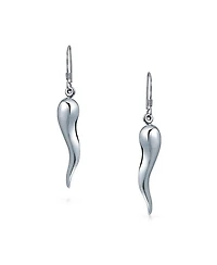 Bling Jewelry Lucky Italian Culture Horn Cornicello Style .925 Sterling Silver Dangle Earrings Finish