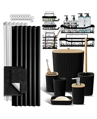 Clara Clark 27 Piece Complete Bathroom, Vanity & Shower Accessories Set - Grey