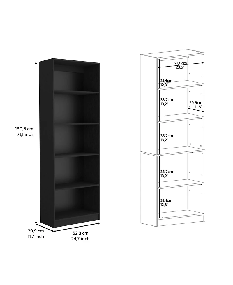 Vinton 4-Tier Bookcase with Modern Storage for Books and Decor
