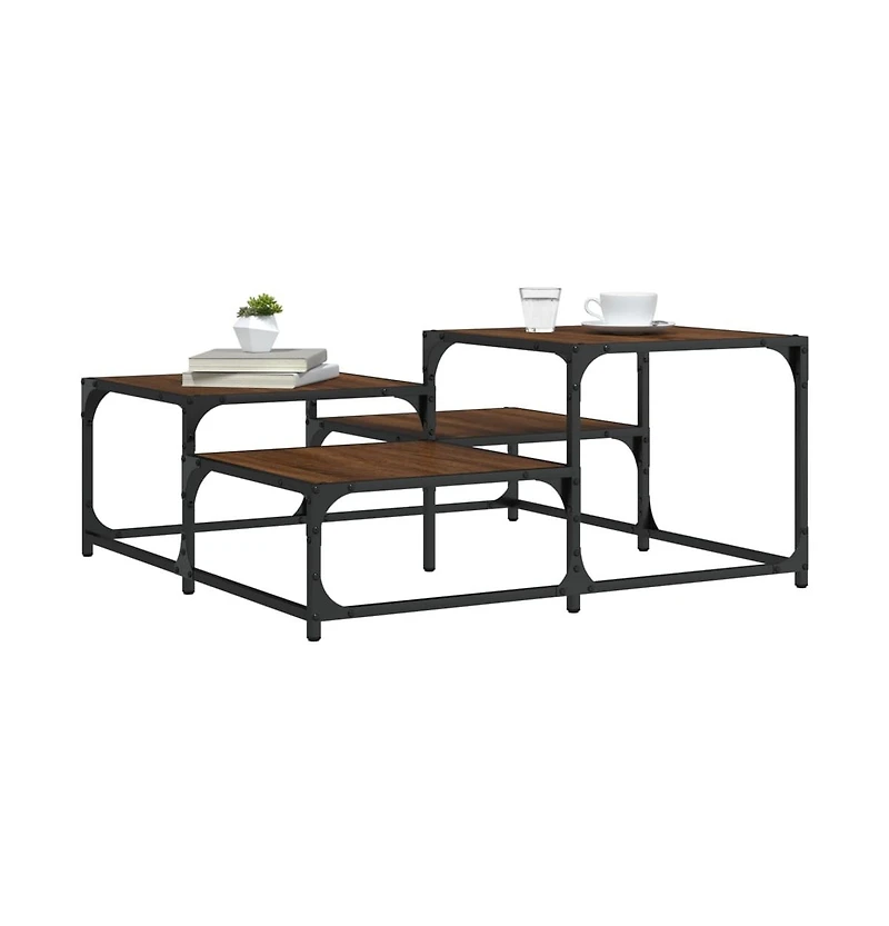 vidaXL Coffee Table Brown Oak 34.4"x34.4"x15.7" Engineered Wood