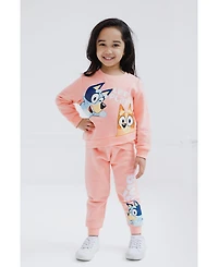 Bluey Girls Fleece Sweatshirt and Jogger Pants Outfit Set to