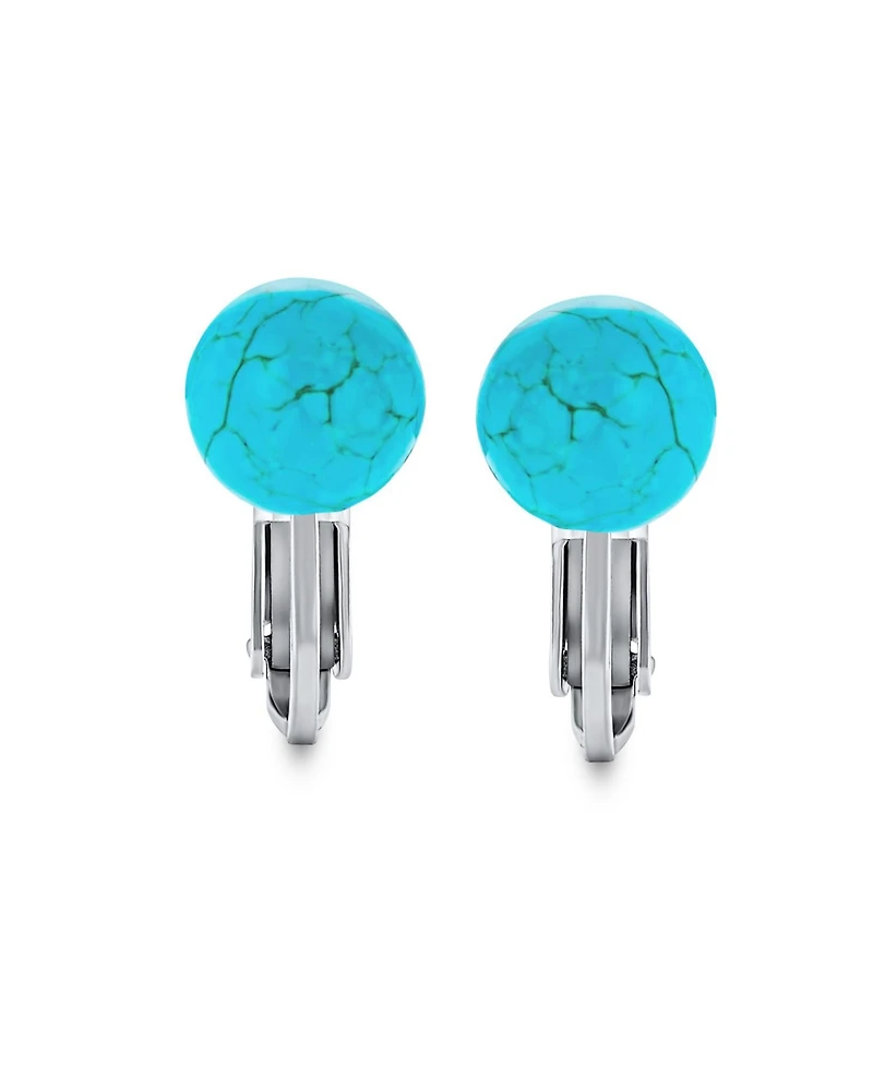 Bling Jewelry Simple Stone Round Bead Clip-On Earrings Non-Piercing Sterling Silver 8MM
