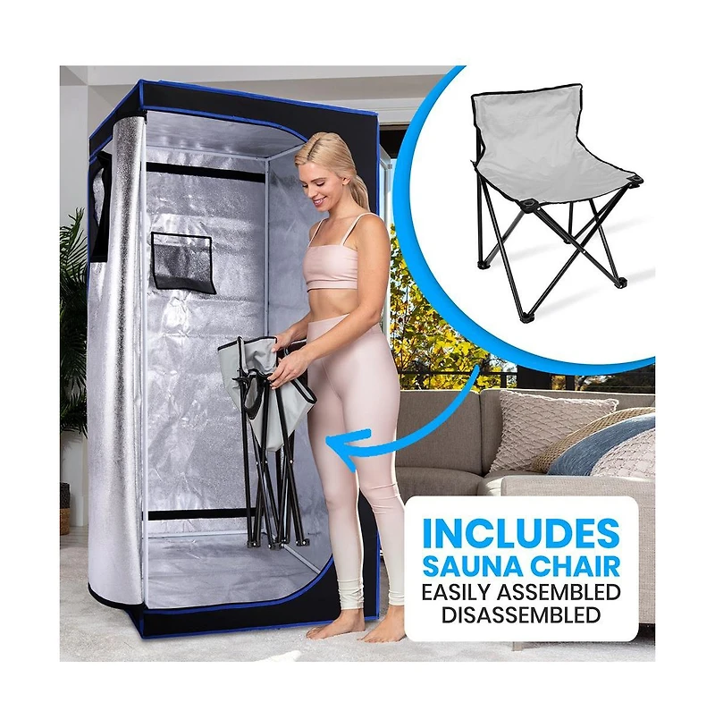 SereneLife Portable Steam Home Sauna With Foldable Chair and 4L Steamer