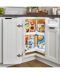 Rev-a-Shelf 24'' Lazy Susan Kidney Polymer 2-Shelf, White, 3472-24-11-52