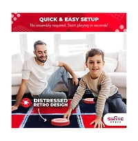 2-in-1 Vintage Giant Checkers and Tic Tac Toe Game With Mat (4 ft. x 4 ft.) - 100% Machine-Washable Canvas - Giant Games