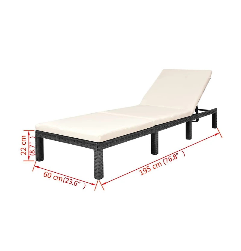 vidaXL Sun Lounger with Cushion Poly Rattan