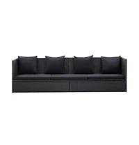 vidaXL Patio Bed with Cushion and Pillow Poly Rattan Black