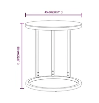 vidaXL Side Table Gold and Black 17.7" Tempered Glass