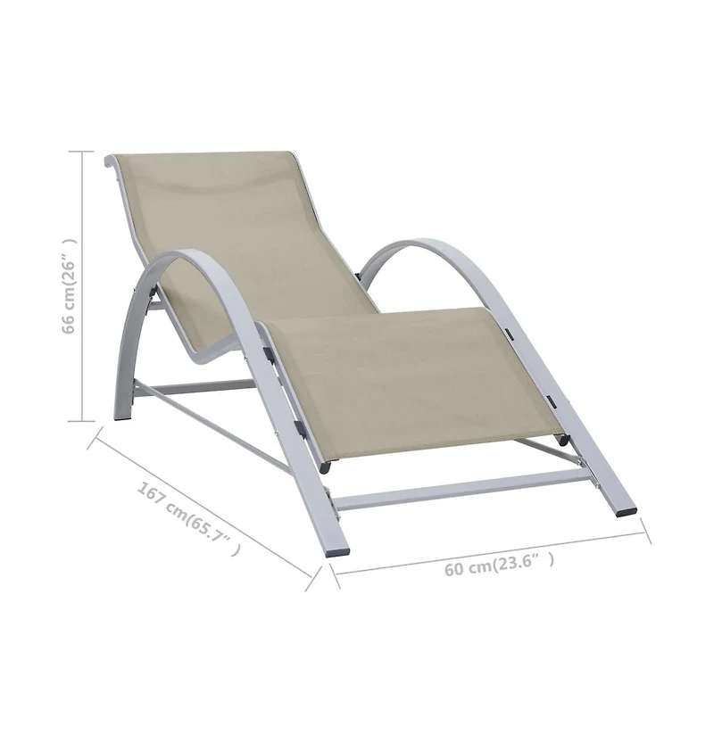 vidaXL Sun Loungers 2 pcs with Table Aluminum Cream