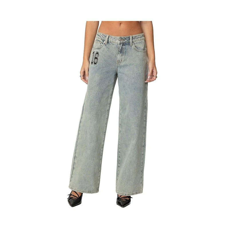 Edikted Women's 16 Vintage Acid Wash Jeans