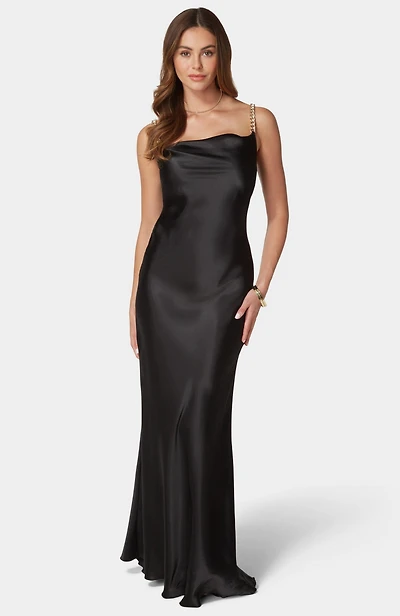 Bebe Women's Satin Maxi Chain Dress