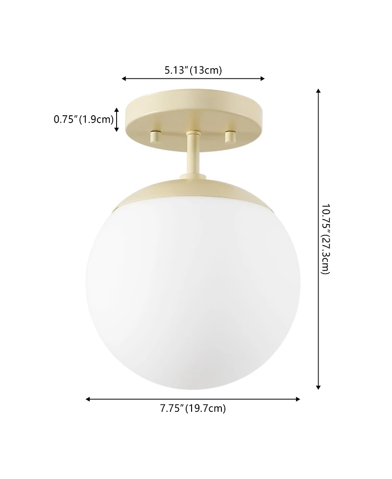Jonathan Y Marcel 1-Light Bohemian Farmhouse Iron/Frosted Glass Led Semi Flush Mount