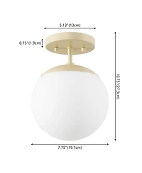 Jonathan Y Marcel 1-Light Bohemian Farmhouse Iron/Frosted Glass Led Semi Flush Mount
